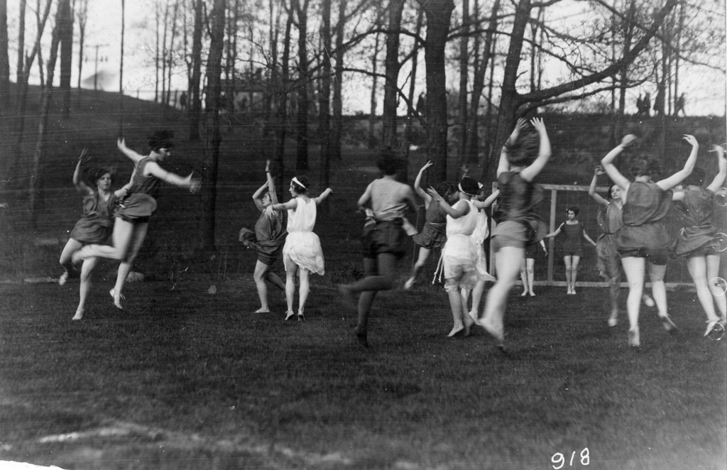 Students in a physical education class flow through a dance exercise in the first Sleepy Hollow.